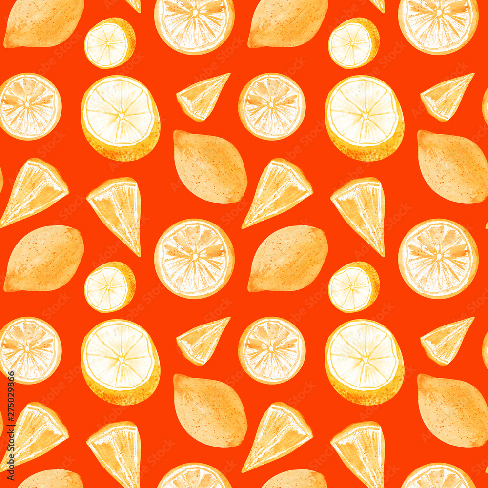 Obraz premium Watercolor lemon fruit seamless pattern