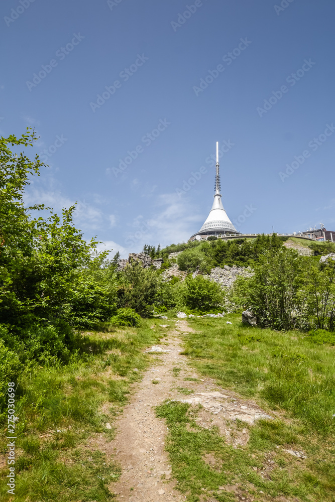 Road to transmitter on mountain top. Summer weather. Road to transmitter on mountain top. Summer weather.