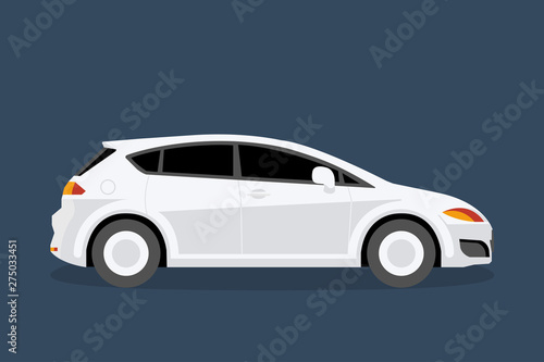 white car isolated on blue background  illustration vector