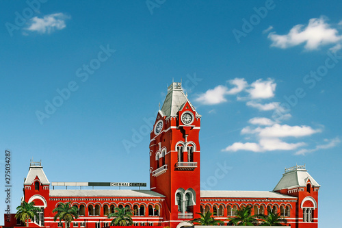 Chennai central station in India photo