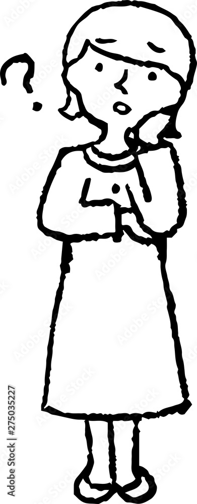 Monochrome Illustration of a Woman wearing a dress face and pose Monochrome Illustration of a Woman wearing a dress face and pose