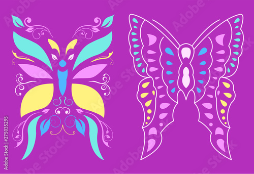 Stylized Butterfly Vector illustration set