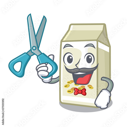 Barber soy milk in a cartoon box
