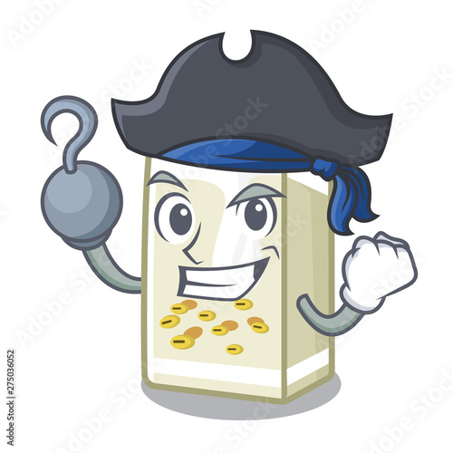 Pirate soy milk in a cartoon box