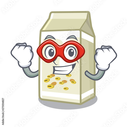 Super hero soy milk isolated with the character
