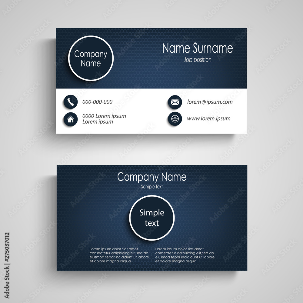 Business card in blue design with round elements Business card in blue design with round elements
