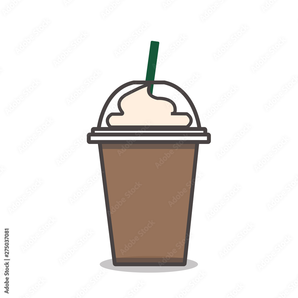 Coffee frappe with whipped cream vector Coffee frappe with whipped cream vector