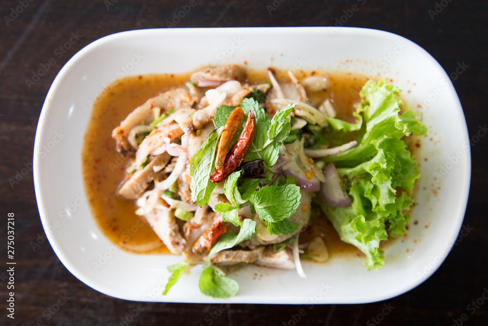 Sliced grilled pork salad spicy Thai style Sliced grilled pork salad spicy Thai style