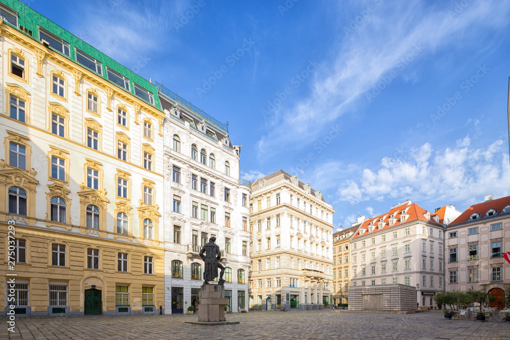 morning view of Jewish Square (Judenplatz) in Vienna, Austria.
