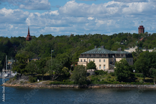 Houses on the Djurgården island in Stockholm a summer day