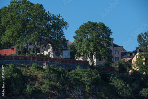 Old houses in the morning sun at the Södermalm district in Stockholm