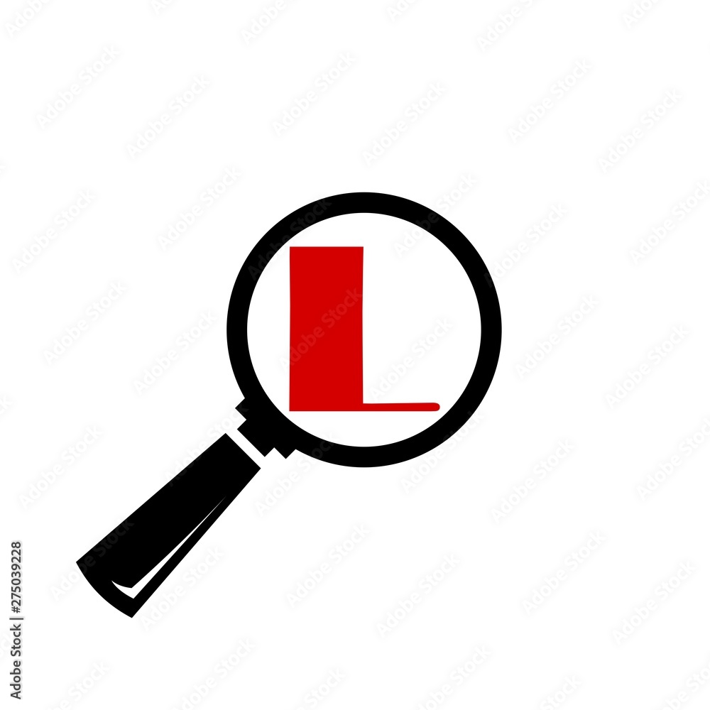 Letter L logo icon design, Magnifying glass Letter L logo icon design, Magnifying glass