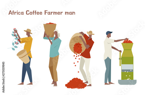 Male coffee farmer character set.flat design style minimal vector illustration.