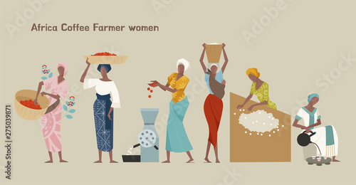 Female coffee farmer character set. flat design style minimal vector illustration. photo