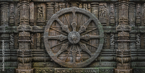 Konark Sun Temple,Stone wheel engraved,built Konark Sun Temple in Orissa,India