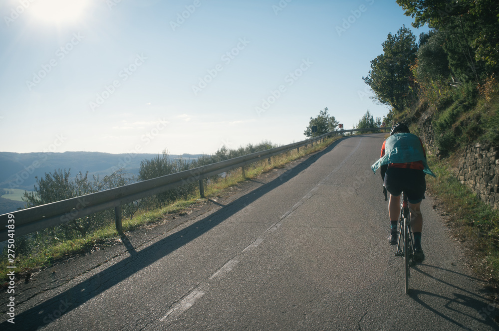 Fototapeta premium Riding up and down the valleys in Istria, finding hidden places, old cities in the inland