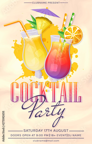 Cocktail party invitation. Vector template.