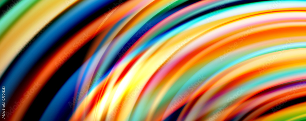Fluid color rainbow style wave abstract background, techno modern design on black Fluid color rainbow style wave abstract background, techno modern design on black
