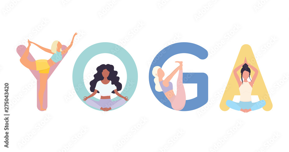 Set of yoga positions. Woman in various poses of yoga. Set of yoga positions. Woman in various poses of yoga.