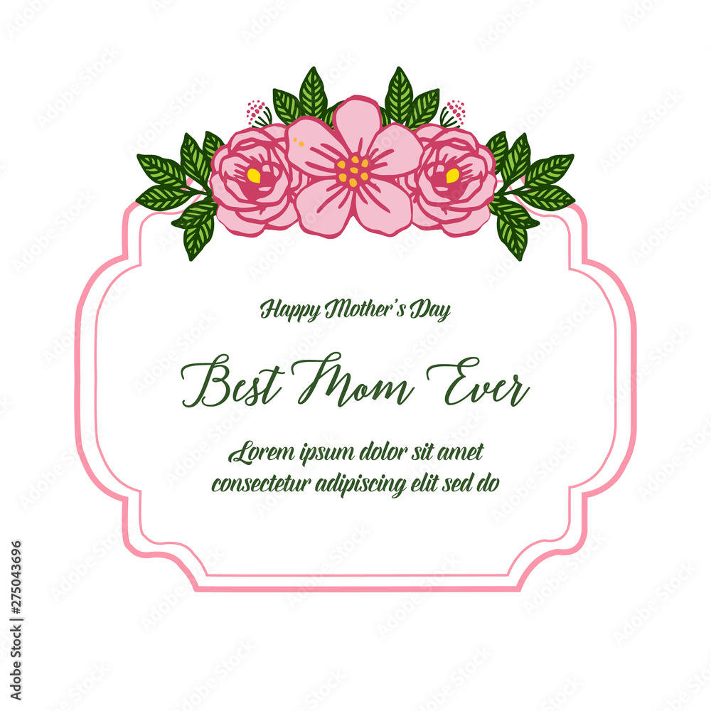 Vector illustration various beauty pink rose flower frames for invitation card of best mom