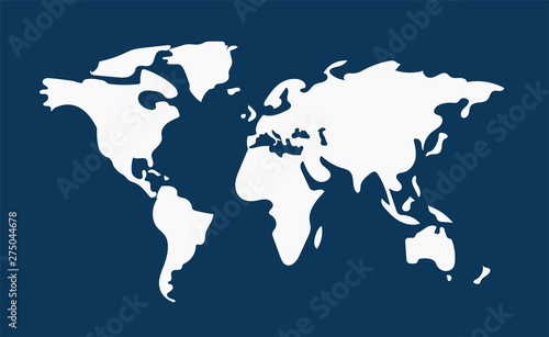 World map blue drawing vector  illustration 