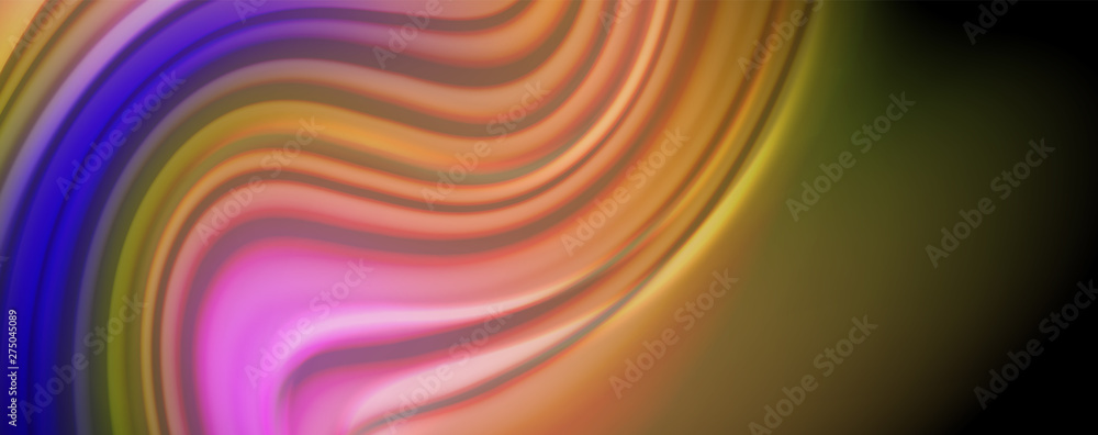 Obraz premium Fluid liquid color wave lines, glowing colorful light effect, abstract composition template. Geometric technology abstract pattern. Movement concept