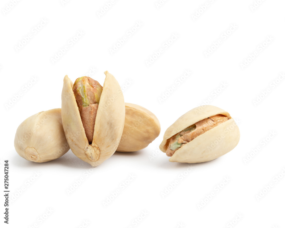 pistachio nuts on white background. pistachio nuts on white background.