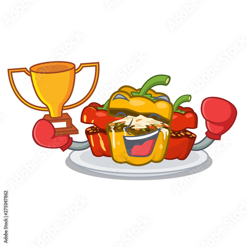 Boxing winner stuffed pepper in the character shape