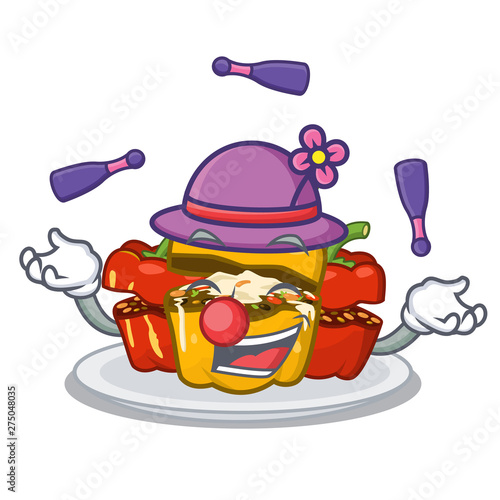 Juggling stuffed pepper in the character shape