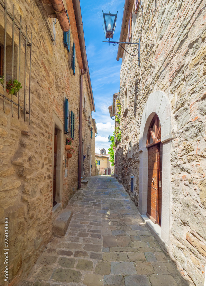 Cortona (Italy) - The awesome historical center of the medieval and renaissance city on the hill, Tuscany region, province of Arezzo, during the spring