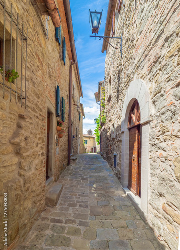 Cortona  Italy  - The awesome historical center of the medieval and renaissance city on the hill  Tuscany region  province of Arezzo  during the spring