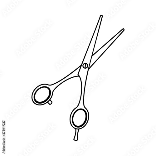 Line art black and white open scissors