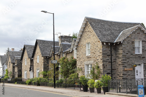 Row of residential houses in Pitlochry in Scotland photo