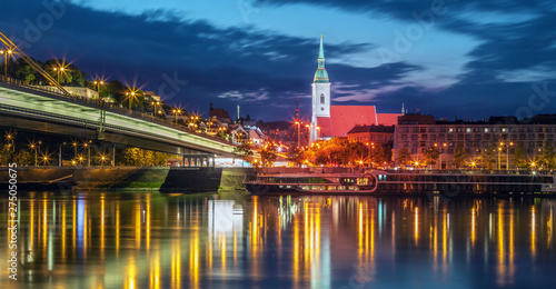 Bratislava castle over Danube river in Bratislava old town, Slovakia