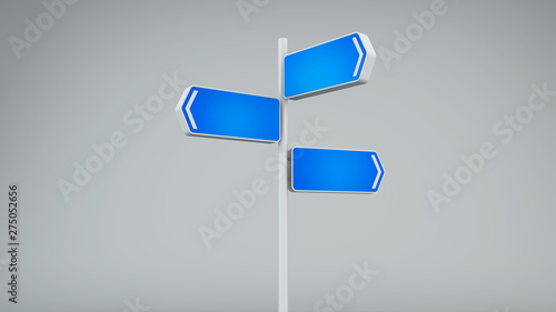 Road sign board showing direction - Concept of taking direction, chances, decession making  (ID: 275052656)