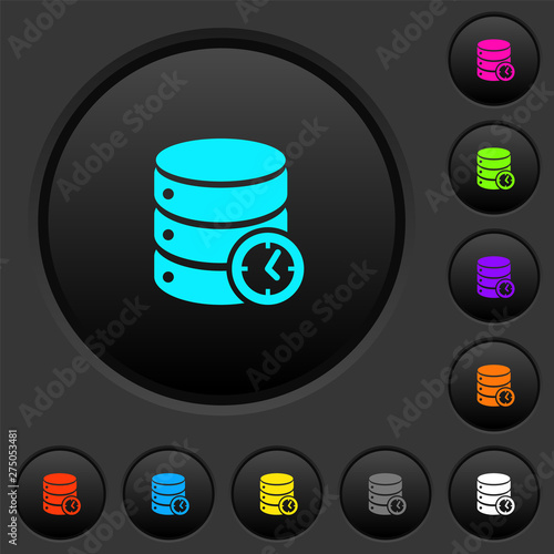Database timed events dark push buttons with color icons