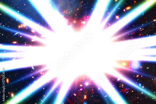 Star splash with beams in hyper jump. The elements of this image furnished by NASA.