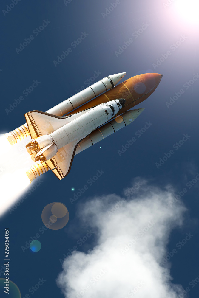 Fototapeta premium Rocket. Rocket tail. Rocket trace. The elements of this image furnished by NASA.