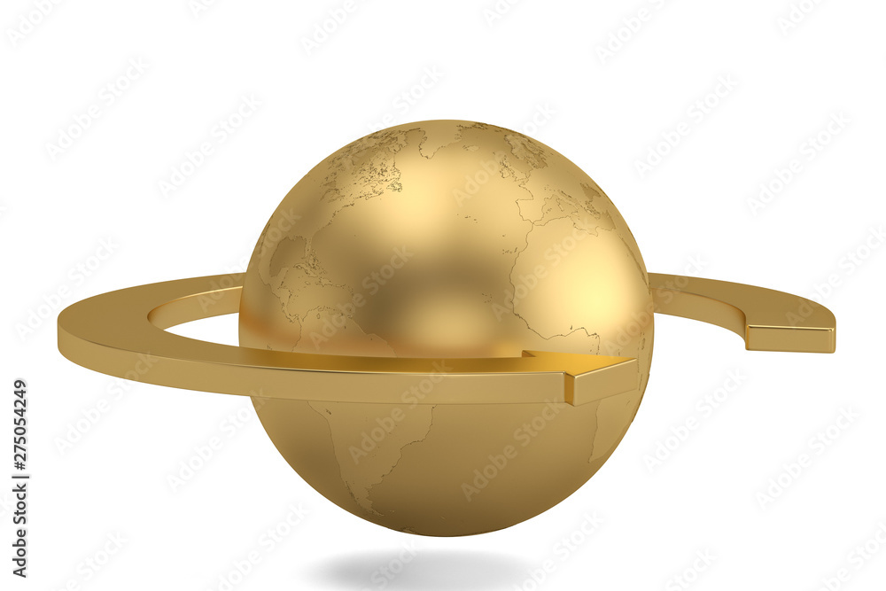 Financial concept arrow and globe isolated on white background 3D illustration. Financial concept arrow and globe isolated on white background 3D illustration.