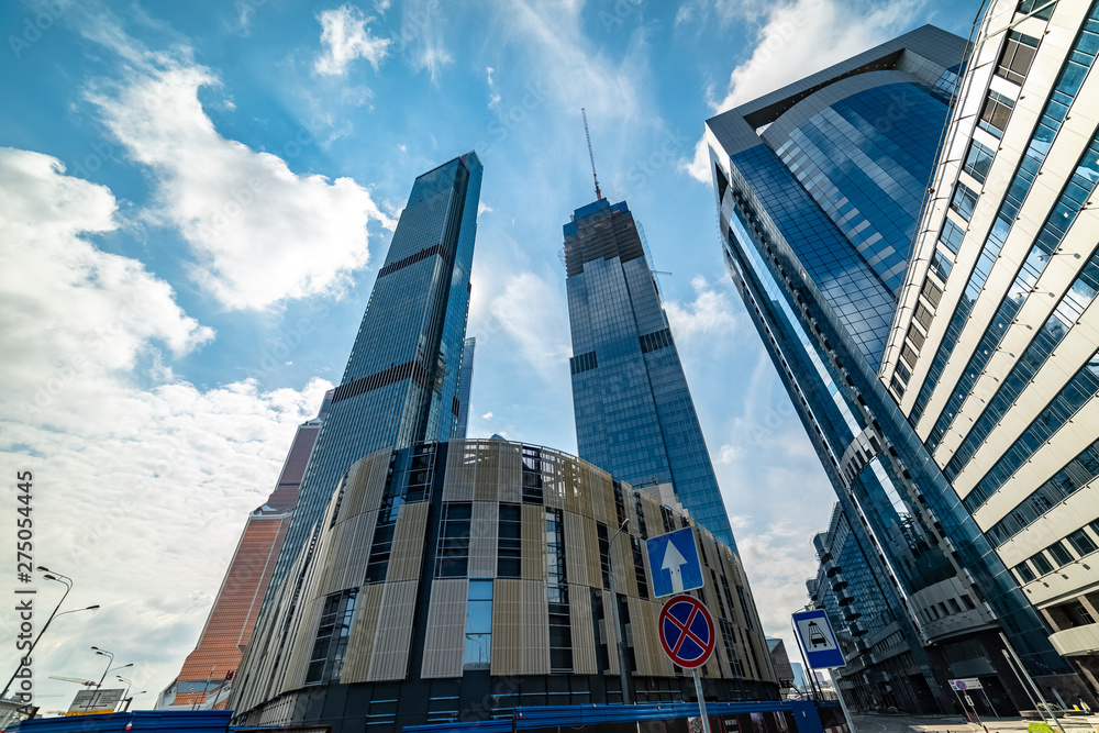 Naklejka premium City the Moscow .Moscow international business center Moscow-city. Neva Towers — high-rise complex,North tower.Russia.2019