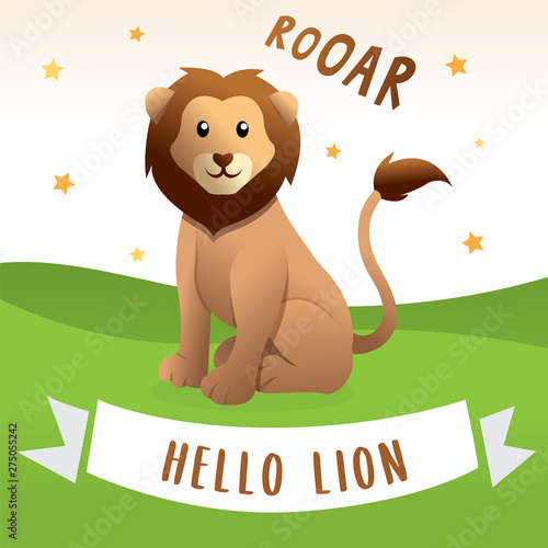 Wallpaper Mural Cute lion cartoon. Cartoon happy lion, Vector illustration of Lion cartoon. Cute and funny lion illustration Torontodigital.ca