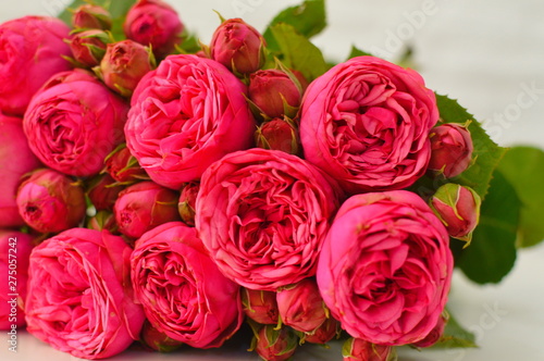 bouquet of pink roses and peones