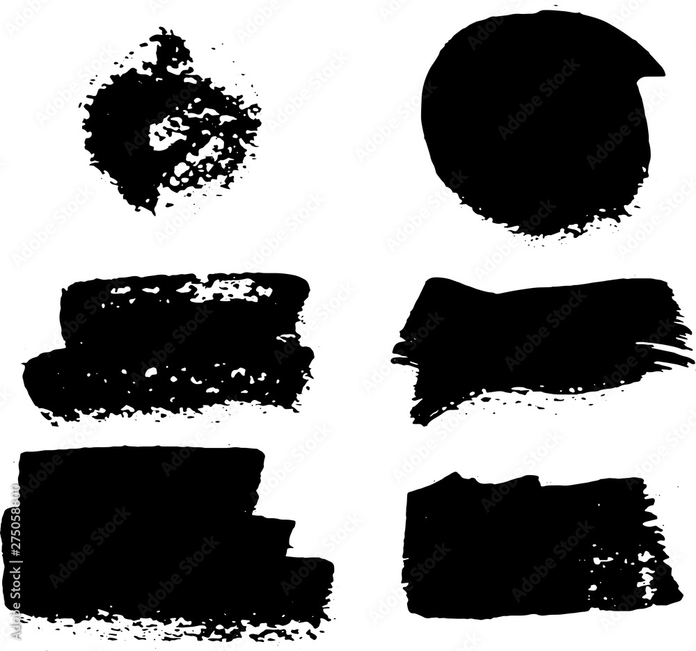 Collection of paint splash. Vector set of brush strokes. Isolated on white background. Grunge strokes