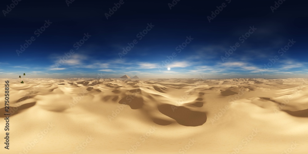Panorama of sandy desert. Environment map. HDRI . equidistant projection. Spherical panorama. panorama 360. 3d rendering