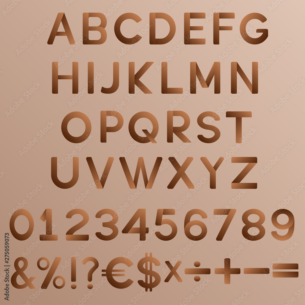 Creative modern alphabet, numbers and symbols. Minimalist style fonts set. Vector illustration