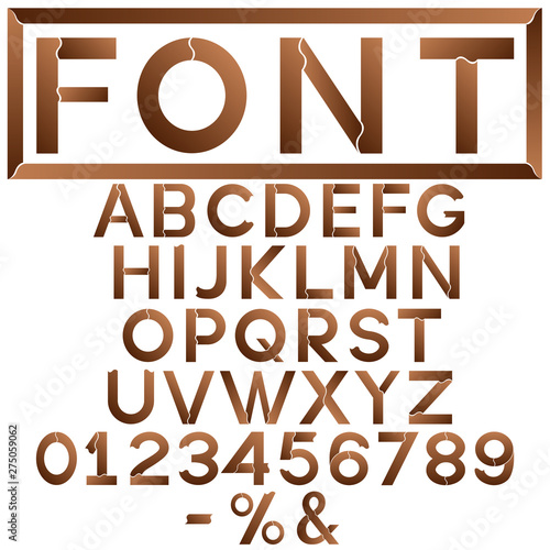 Modern design alphabet font, numbers and symbols. Vector illustration