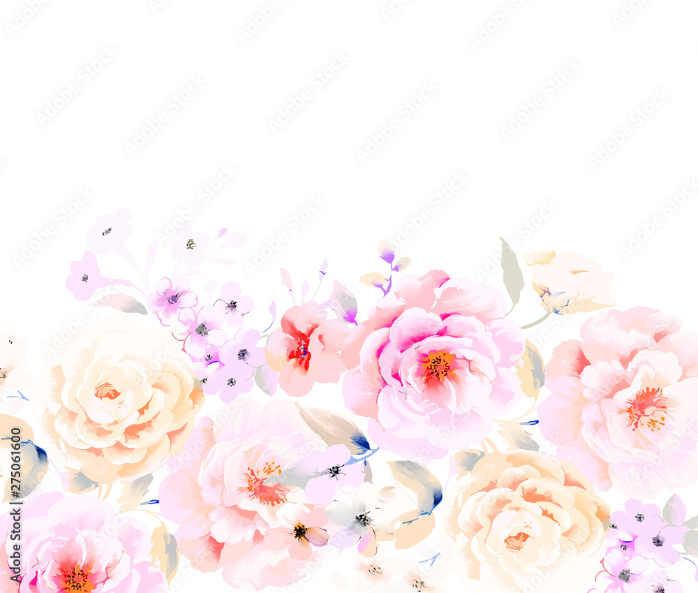 Elegant watercolor peony flower rose flower