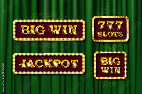 Shining text Jackpot, Big Win and 777 slots