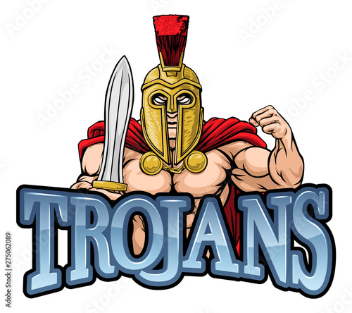 A Spartan or Trojan warrior sports mascot