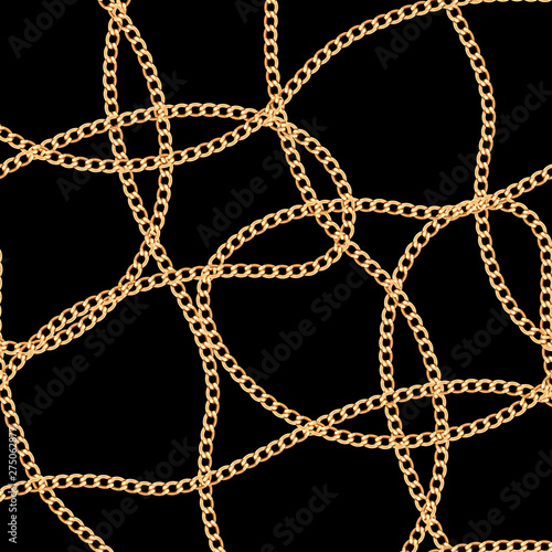 Seamless pattern with gold chain. Trendy vektor illustration.